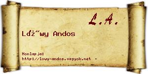 Lőwy Andos névjegykártya